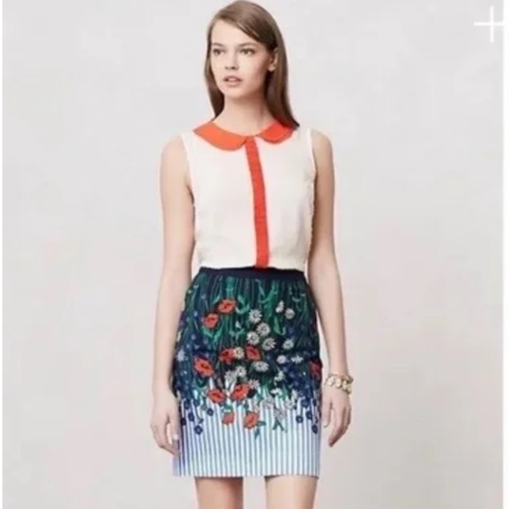 Anthropologie Postmark Lush Vertical Garden Skirt - Picture 2 of 8